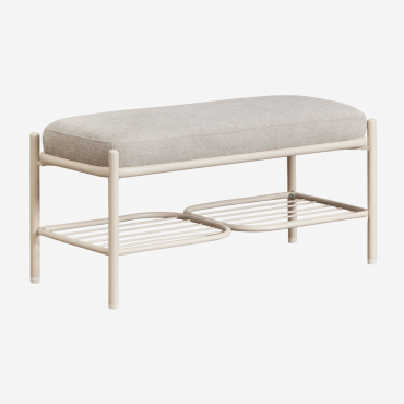 Anisa Upholstered 90 Cm Bench Tapioca Beige & Off-white Chenille - Sklum
