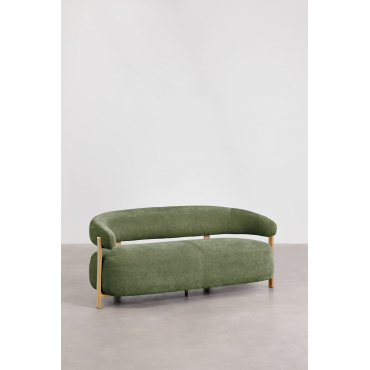 Jolie 2-seater Sofa In Chenille Fabric Natural Wood & Chenille Sage Green - Sklum