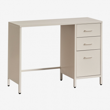 Janine 100x40 Cm Steel Desk With Drawers Tapioca Beige - Sklum