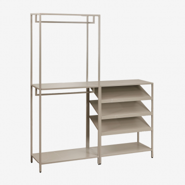 Janine 2-piece Open Modular Wardrobe With A Low Steel Coat And Shoe Rack Moka Brown - Sklum