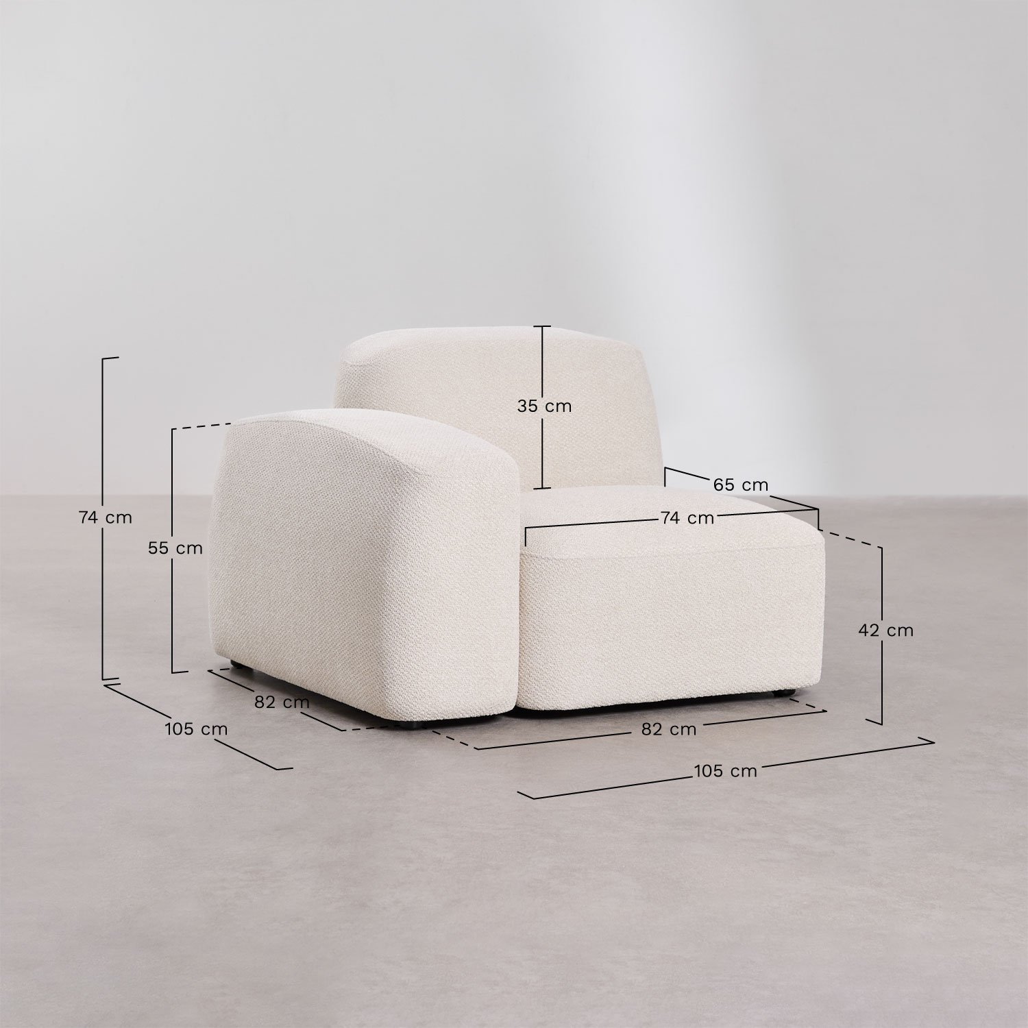 Left corner module for Bastian modular sofa, medidas