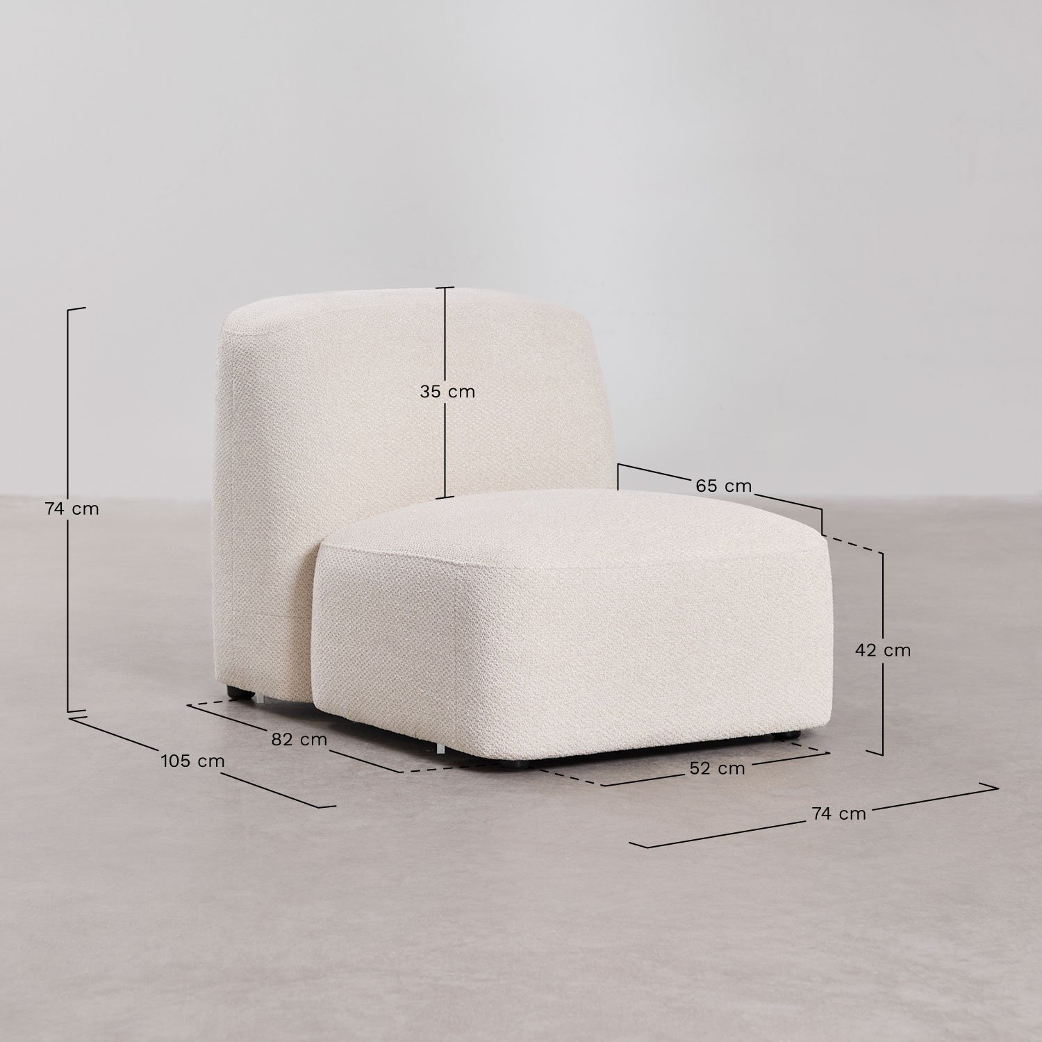 Central module for Bastian modular sofa, medidas
