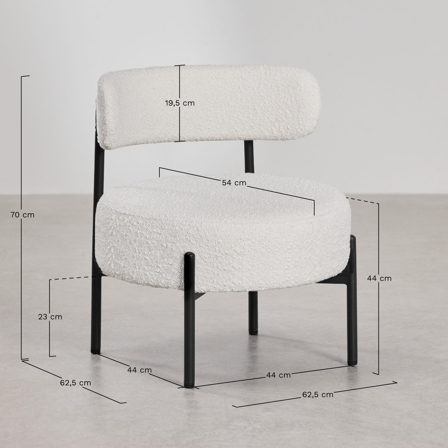 Pack of 2 Anisa upholstered armchairs, medidas