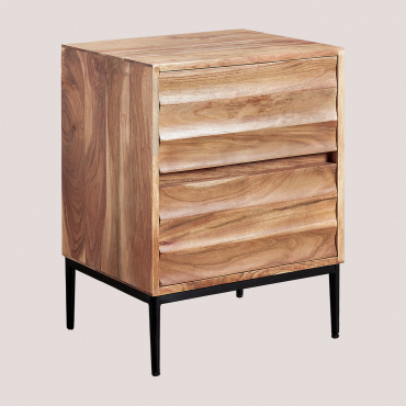 Pack Of 2 Rectangular Acacia Wood Bedside Tables Petter Acacia Brown - Sklum