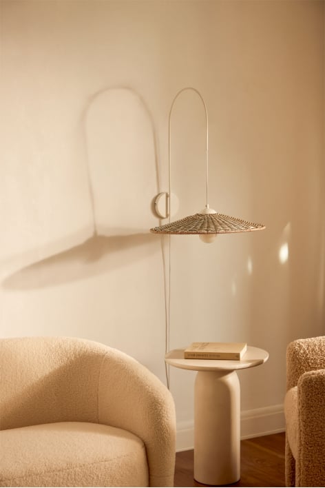 Sopant wall lamp in iron and synthetic rattan