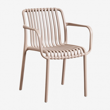 Wendell Polypropylene Garden Chair With Armrests Moka Brown - Sklum