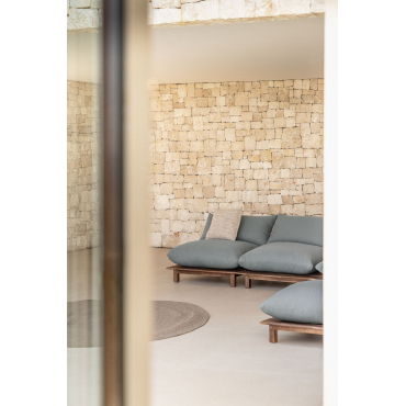 Brina Acacia Wood Reclining Central Module For Modular Garden Sofa Grey Anthracite - Sklum