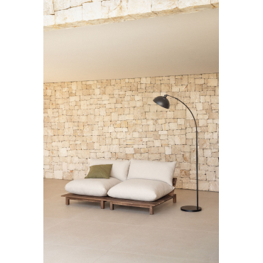 2-piece Modular Garden Recliner Sofa In Brina Acacia Wood Beige Cream - Sklum