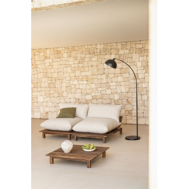 Garden Set With 2-piece Modular Reclining Sofa And Coffee Table In Brina Acacia Wood Beige Cream - Sklum