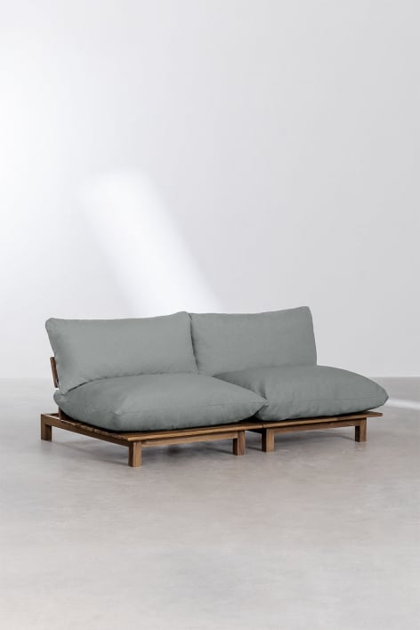 Brina 2-Piece Modular Reclining Sofa in Acacia Wood - Grey Anthracite