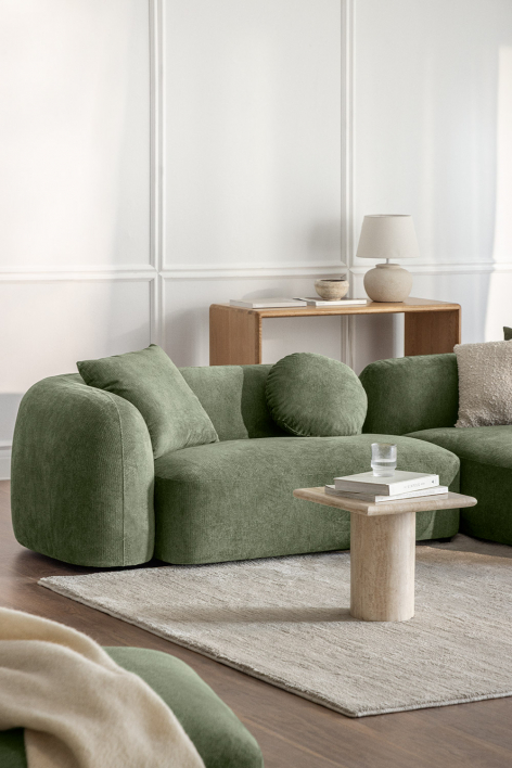 2-seater left corner module for modular sofa in Coco chenille - Chenille Sage Green