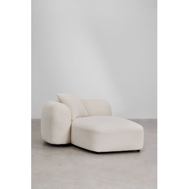 Left Chaise Longue Module For Coco Chenille Modular Sofa Thick Chenille White - Sklum