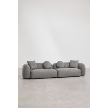 2-piece Modular Sofa In Coco Chenille Thick Chenille Granite Grey - Sklum
