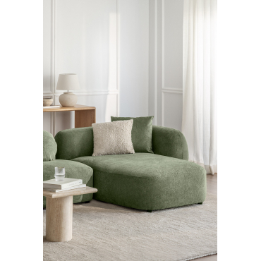 Right Chaise Longue Module For Modular Sofa In Coco Chenille Chenille Sage Green - Sklum