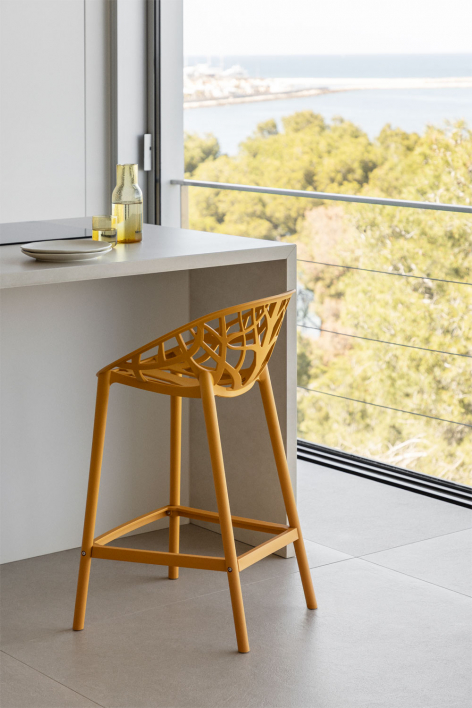 High stool 65 cm in mustard polypropylene Ores - Mustard