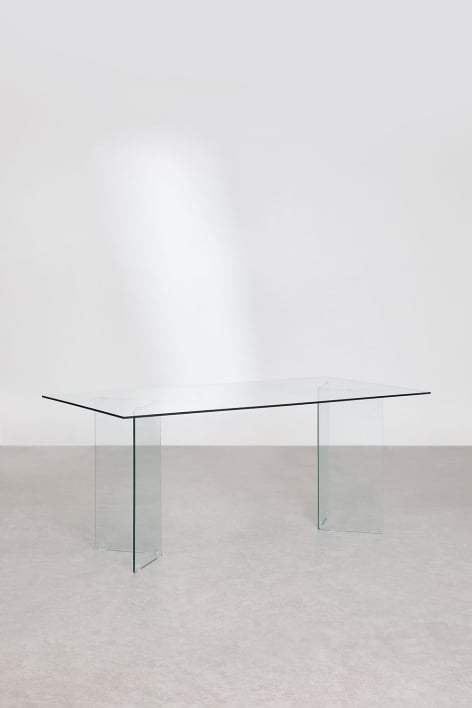 Rectangular dining table 180x90 cm in Purio tempered glass