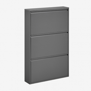 Logan Steel Shoe Rack Grey Graphite & 3 Doors - Sklum