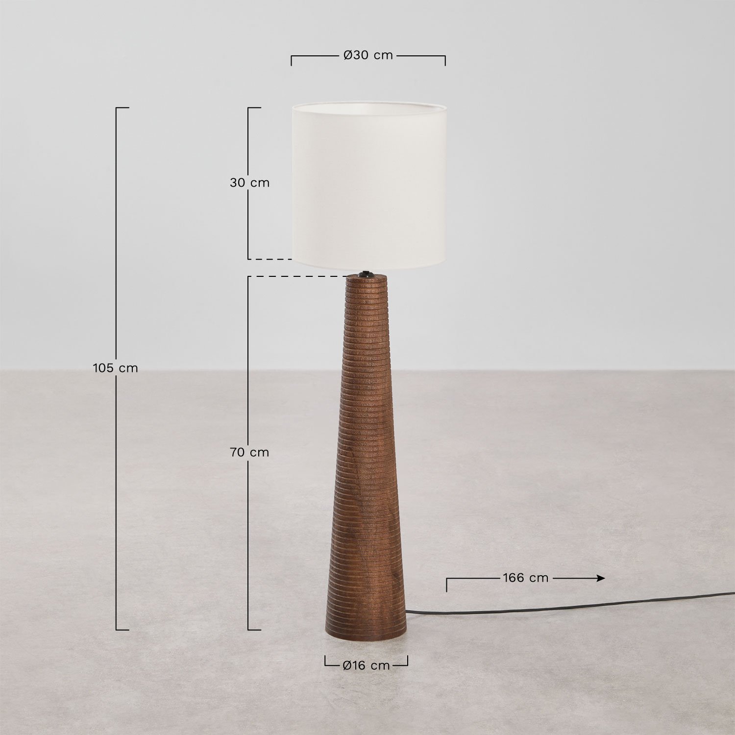 Malva mango wood floor lamp, medidas