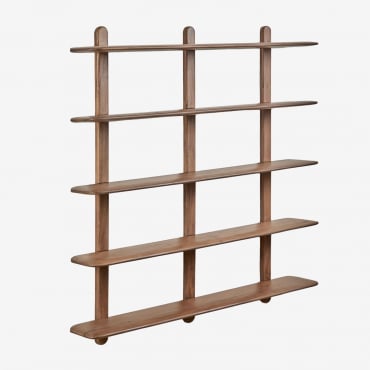Veleta Wooden Wall Shelf Dark Acacia Brown & ↔︎ 130 Cm & 5 Shelves - Sklum