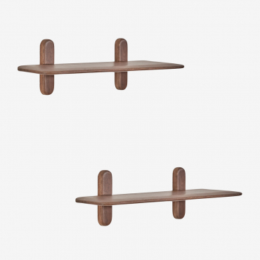 Pack Of 2 Veleta Wooden Wall Shelves Dark Acacia Brown & ↔︎ 80 Cm - Sklum