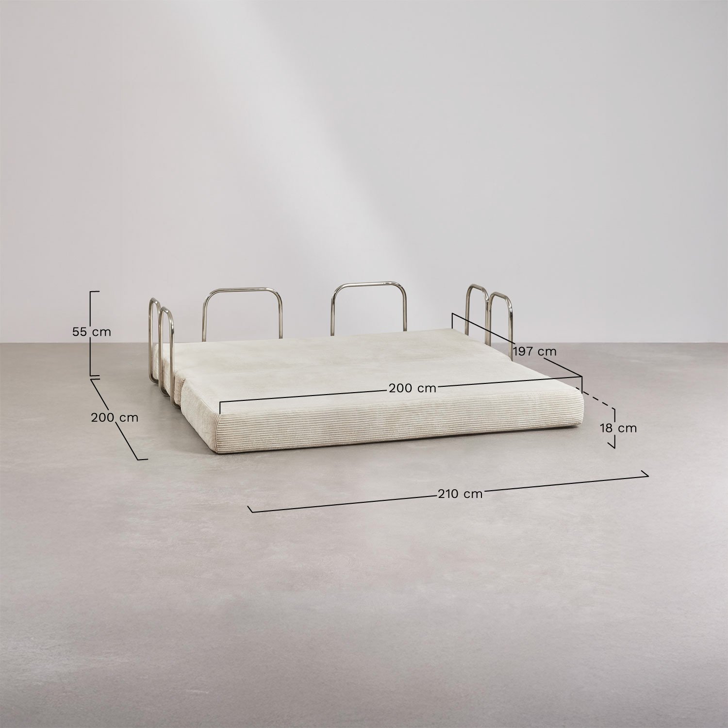 Vacuum-packed 2-seater velvet sofa bed Igone, medidas