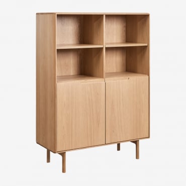 Tall Sideboard In Treveris Oak Wood Brown Oak & ↑150 Cm - Sklum