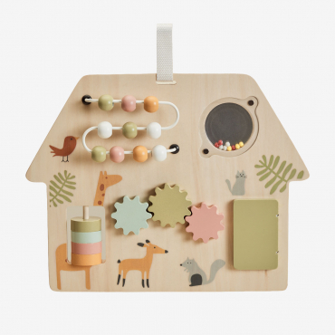 Mahina Kids Wooden Multi-activity Board Brown Natural Wood - Sklum