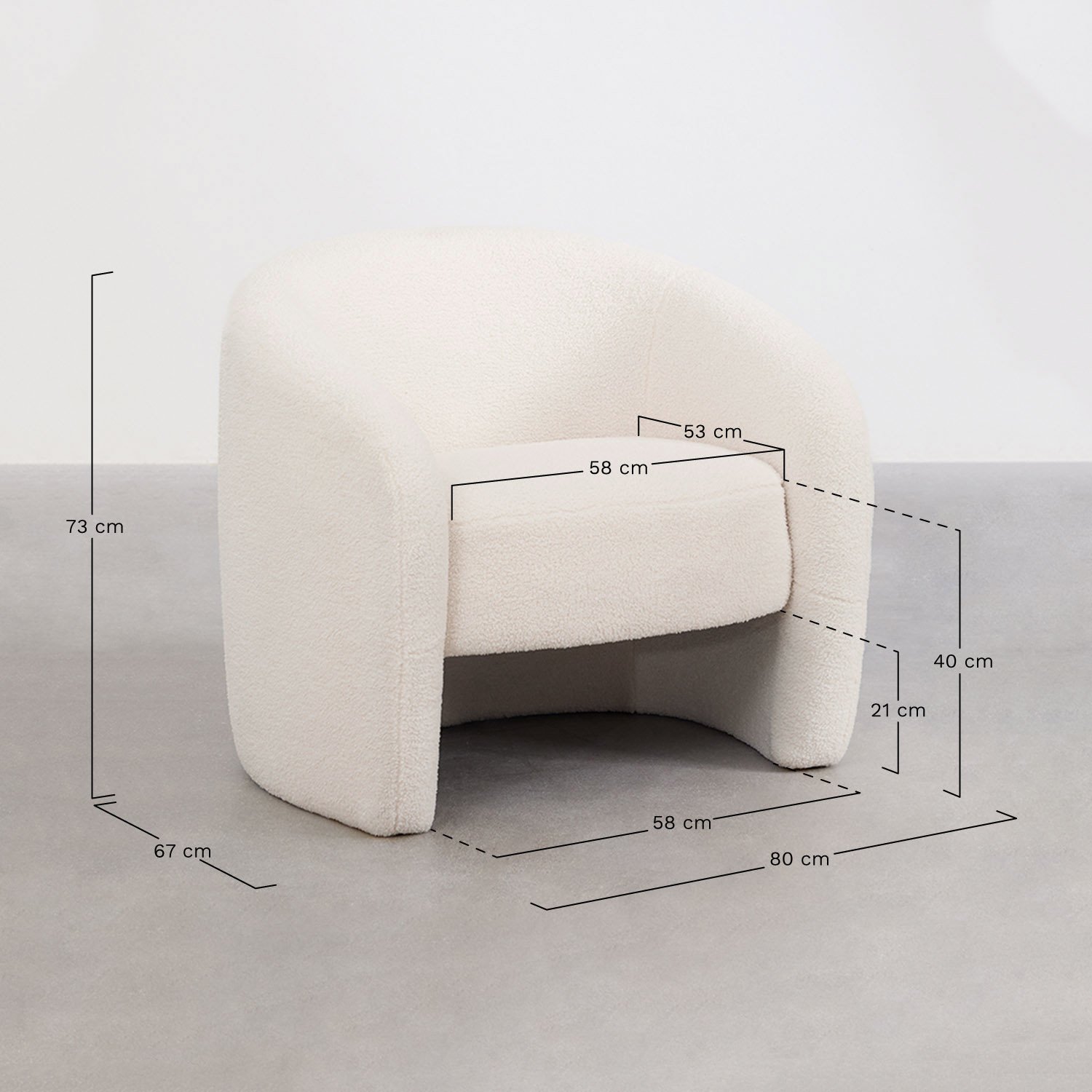 Living room set with a 2-seater sofa and armchair in Gombren sheepskin, medidas