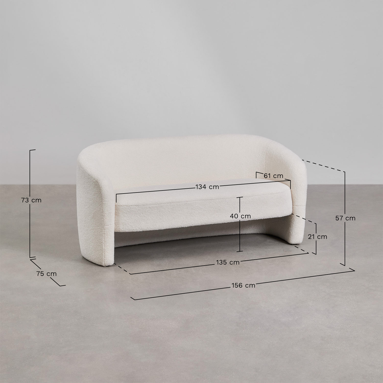 Living room set with a 2-seater sofa and 2 armchairs in Gombren sheepskin, medidas