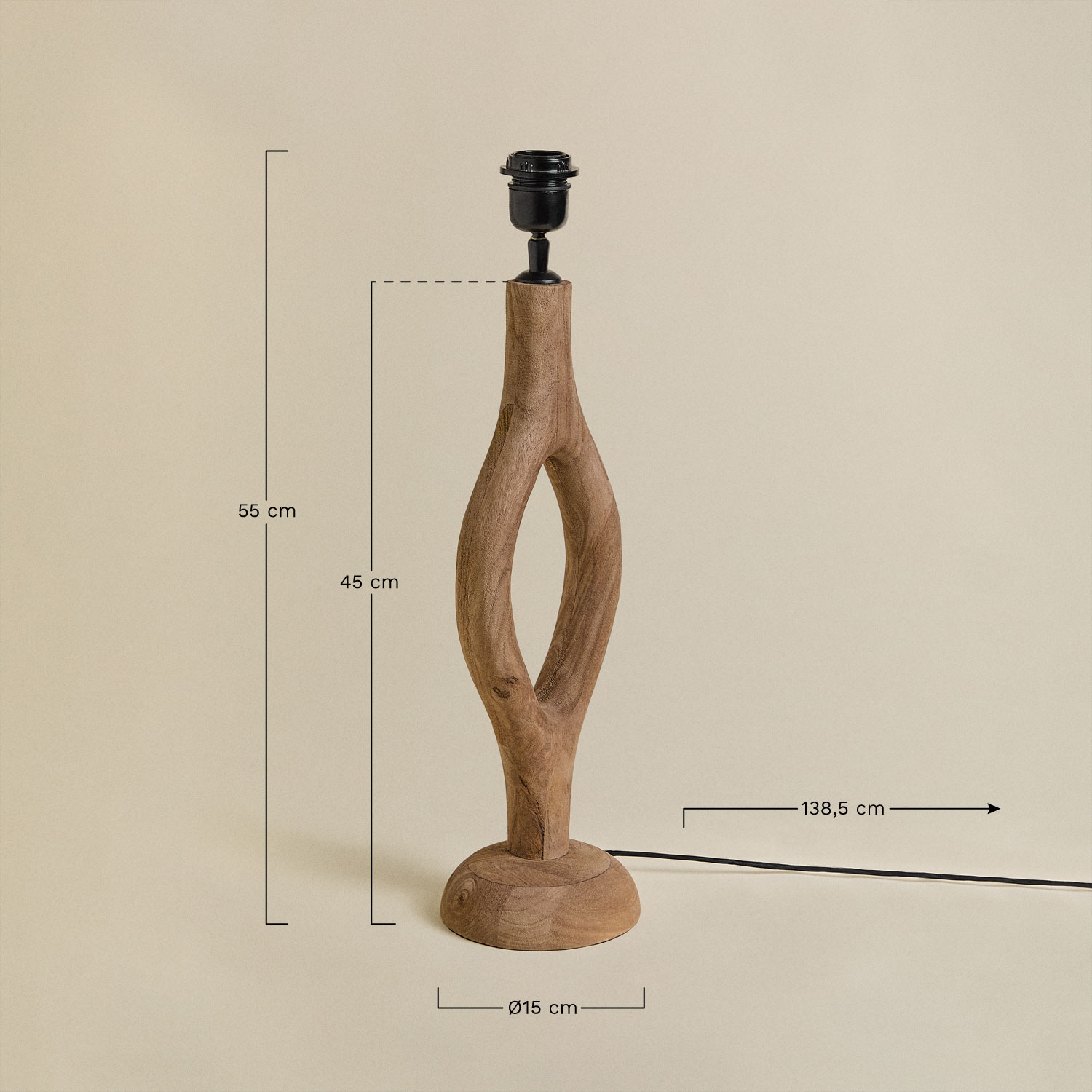 Table lamp base ↑45 cm in mango wood Gracia, medidas