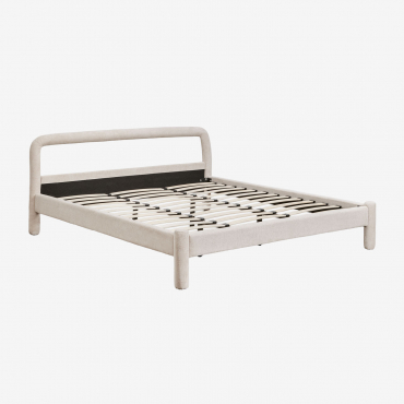 Eneko Chenille Bed Cream Beige Chenille & 180 X 200 Cm & No Mattress - Sklum