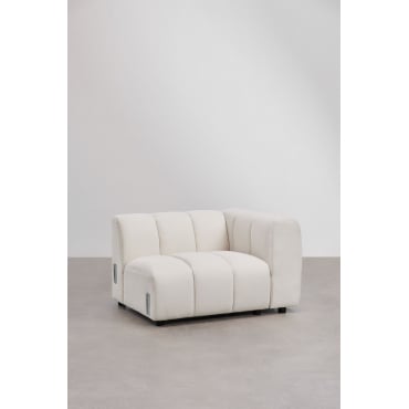 Right Corner Module For Modular Sofa In Eliot Bouclé Fabric Bouclé Cream Beige - Sklum