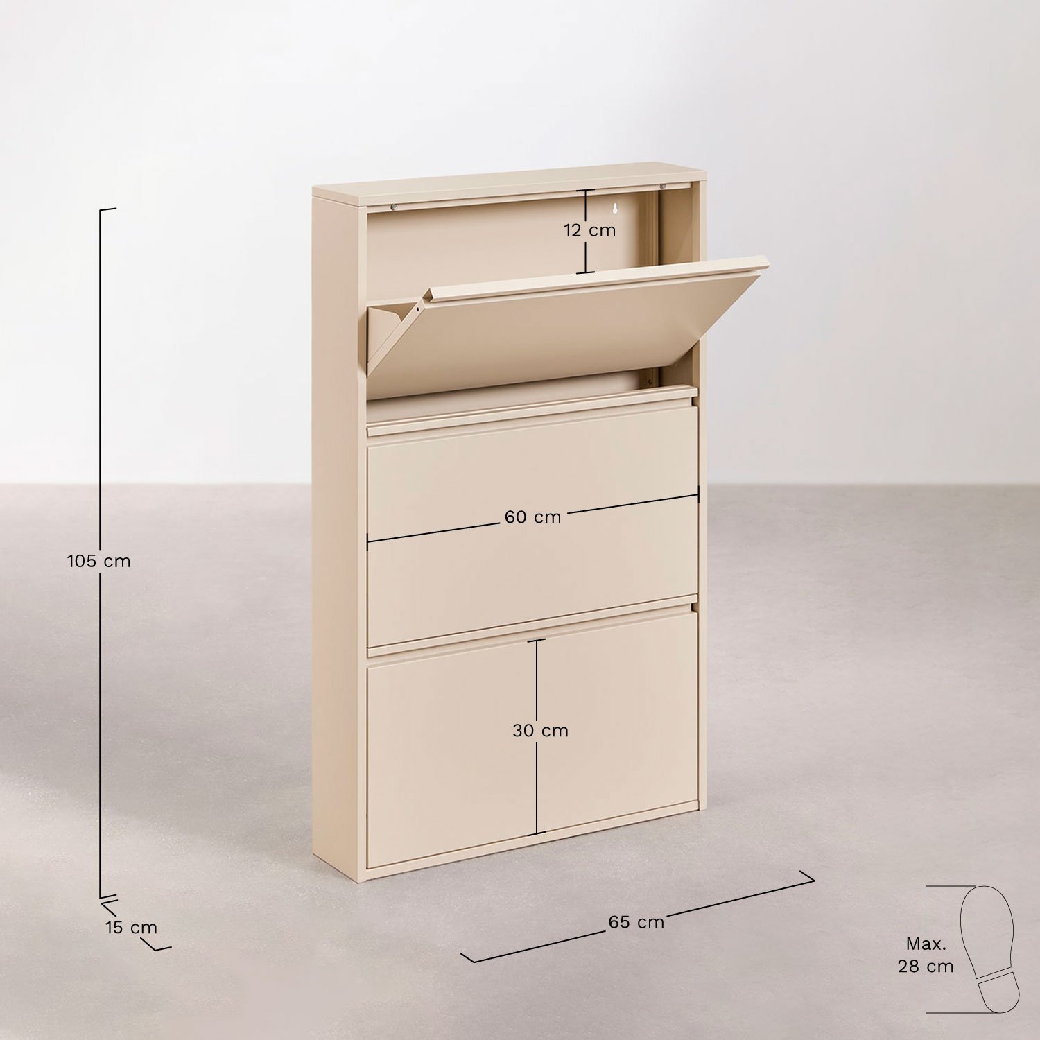 Logan Steel Shoe Rack, medidas