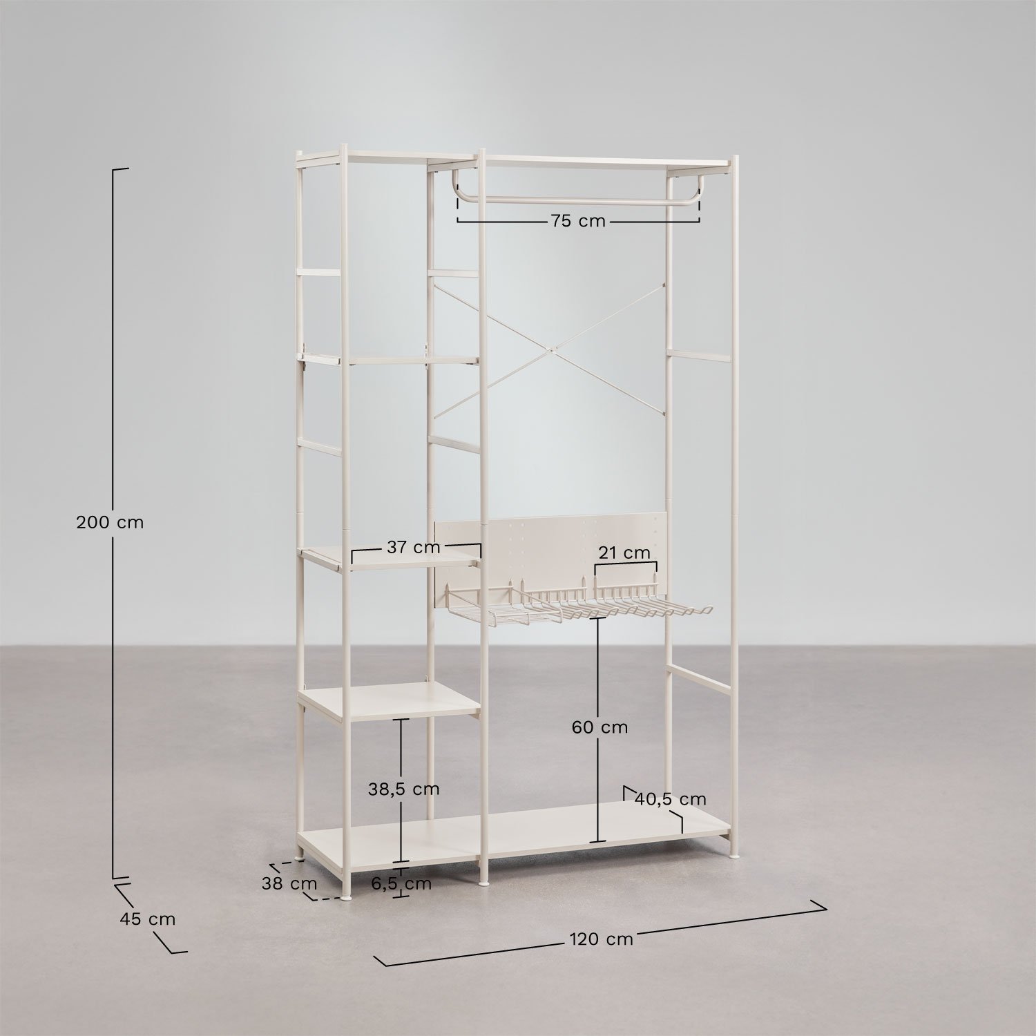 Elviah open iron wardrobe, medidas