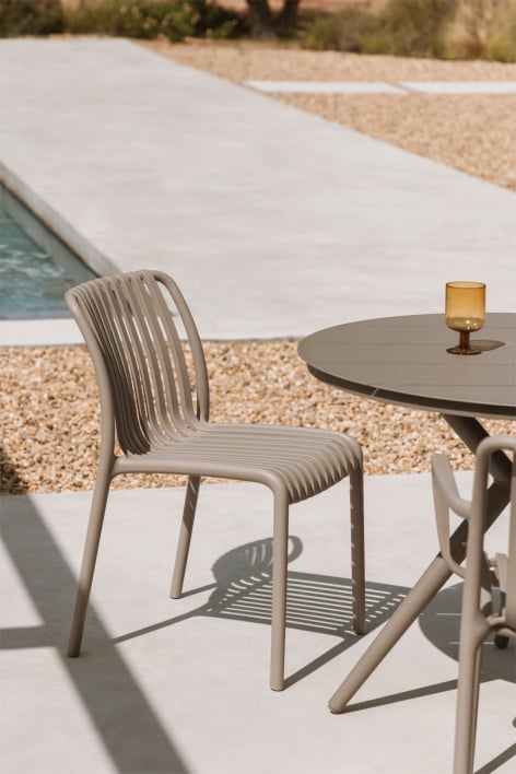 Pack of 4 Wendell polypropylene stackable garden chairs - Moka Brown