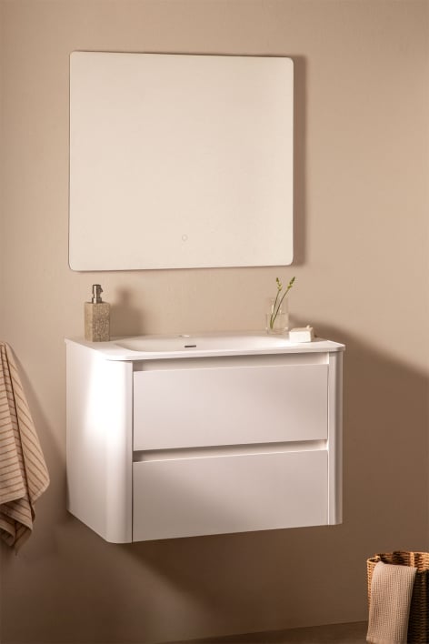 Egerton suspended wooden bathroom furniture set with integrated sink - White