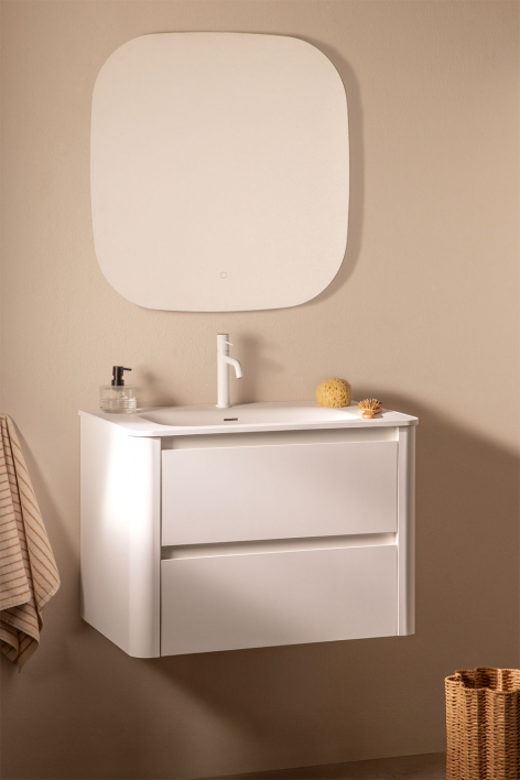 Egerton suspended wooden bathroom furniture set with integrated sink - White