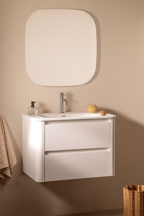 Egerton suspended wooden bathroom furniture set with integrated sink - White