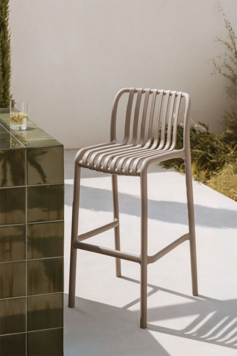 Pack of 4 Wendell polypropylene stackable garden stools - Moka Brown