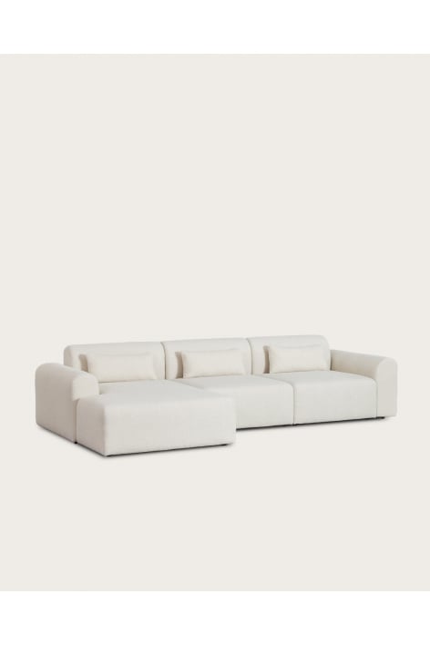 3-piece left-hand chaise longue modular sofa in Borjan sheepskin