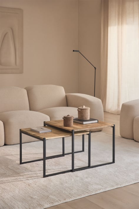 Square nesting coffee tables in mango wood Emet