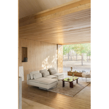 Oriol 3-piece Left-hand Chaise Longue Modular Sofa Chaise Longue Without Armrests & Fabric Cream Beige - Sklum