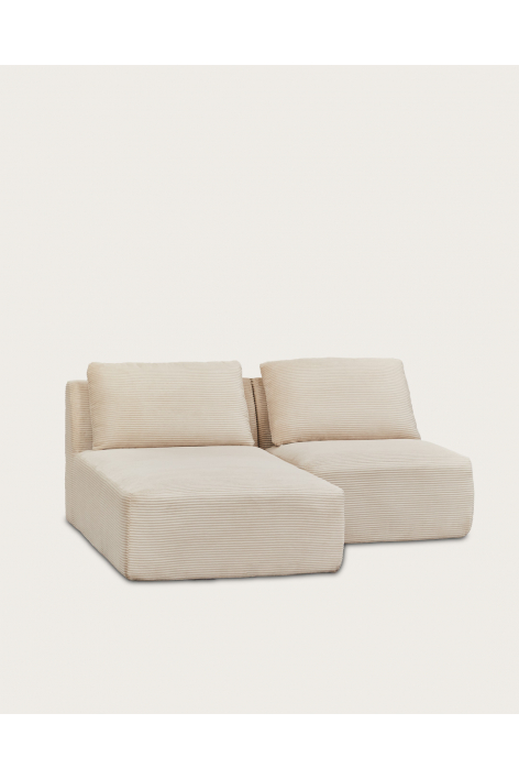 Left 2-piece modular chaise longue sofa in vacuum-packed velvet Temple