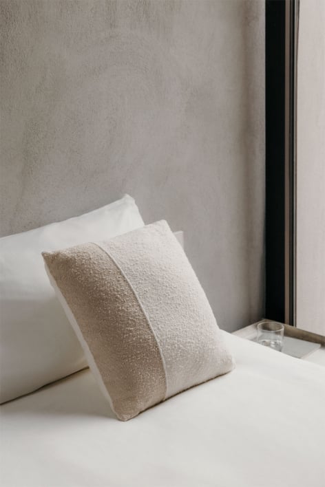 Square cotton cushion 45x45 cm Louisa - White - Beige Nature