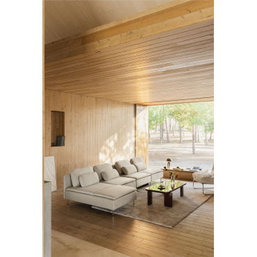 Oriol 4-piece Left-sided Chaise Longue Modular Sofa Chaise Longue Without Armrests & Fabric Cream Beige - Sklum