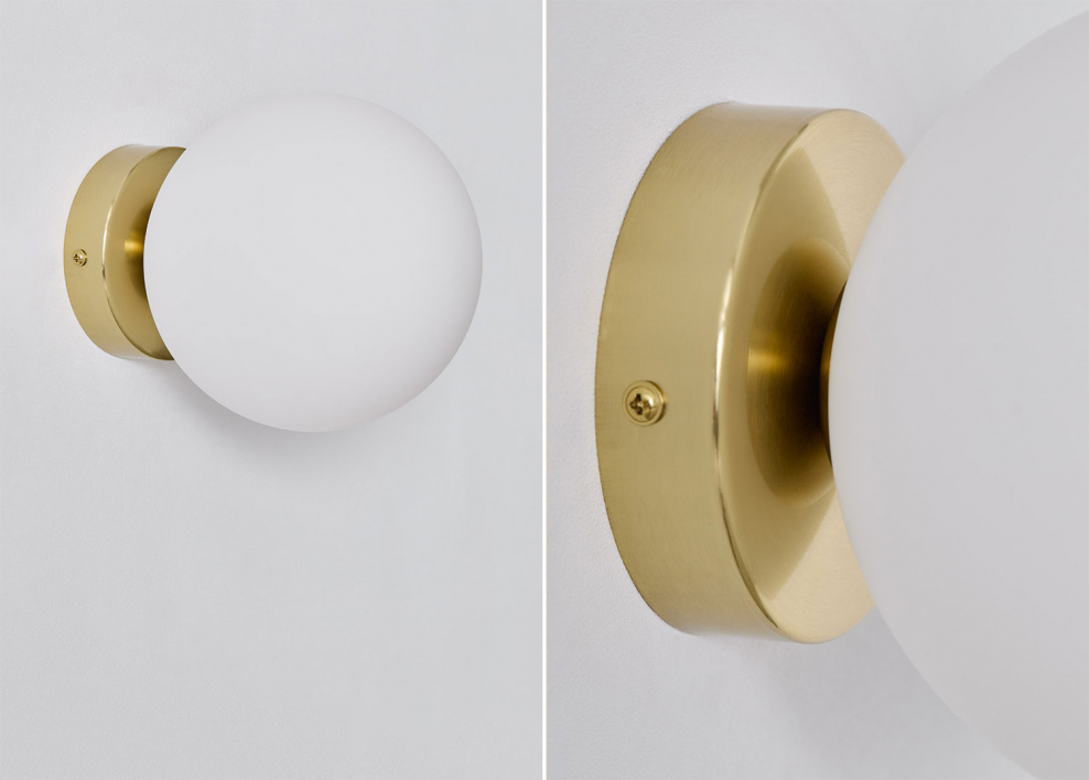 Uvol Traditional stainless steel wall light with crystal ball - Golden