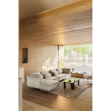 4-piece Left Chaise Longue Modular Sofa With Corner Module Oriol Chaise Longue With Armrests & Fabric Cream Beige - Sklum