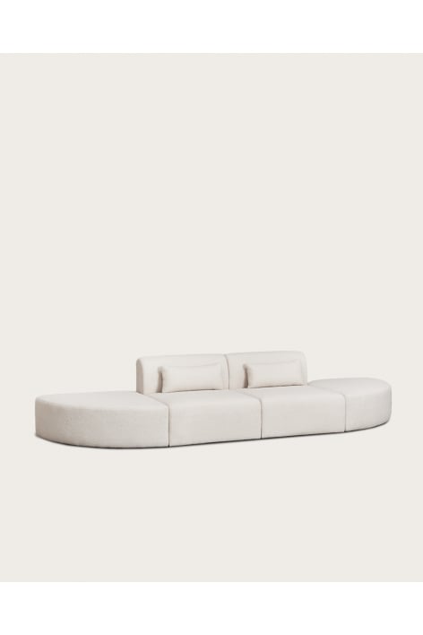 2-piece modular sofa with 2 triangular poufs in Borjan sherpa