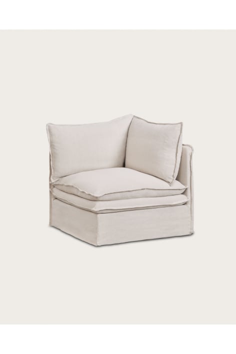 Corner module for modular sofa in Grace linen and cotton