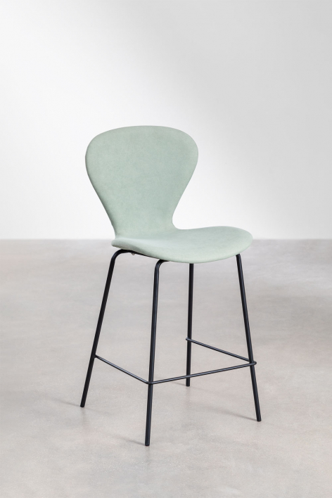 High stool 65 cm in celadon fabric and black iron legs Uit - Fabric Celdon Green
